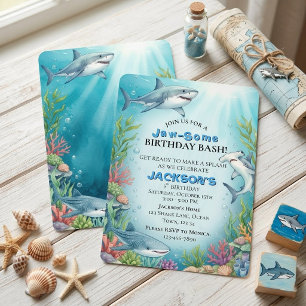 Invitación de cumpleaños para niños Jaw some Shark