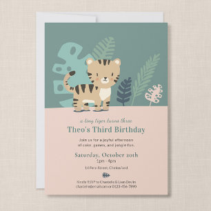 Invitación de cumpleaños para niños Jungle Tiger