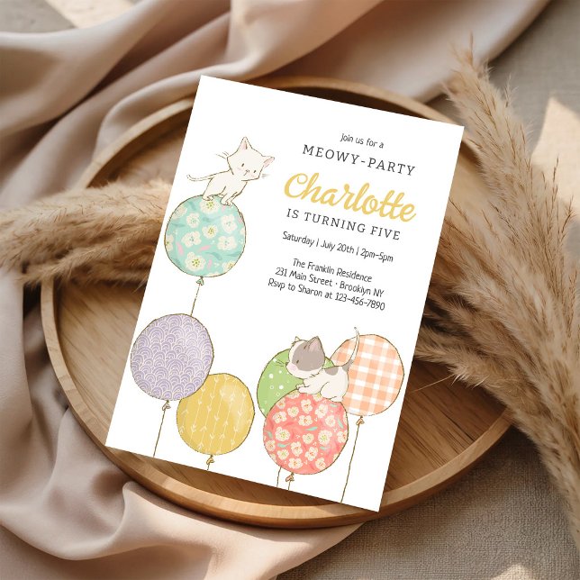 Invitación de cumpleaños para niños Kitten Cat Meo (Subido por el creador)