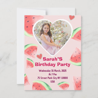 invitación de cumpleaños para niños (niña) sandía