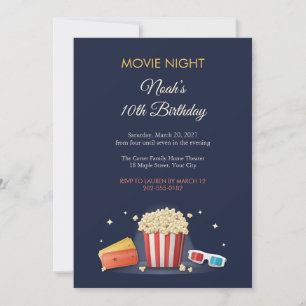 Invitación de cumpleaños para niños Noche de cine