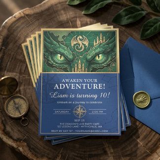 Invitación de cumpleaños para niños Ojos de Dragón