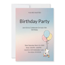 Invitación de cumpleaños para niños Pastel
