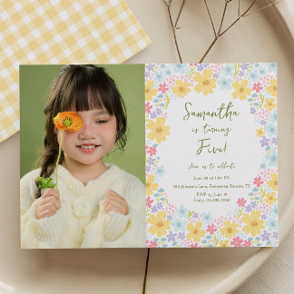 Invitación de Cumpleaños para Niños Pastel Floral