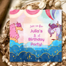 Invitación de cumpleaños para niños Pastel Unicorn