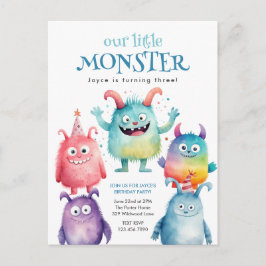 Invitación de cumpleaños para niños pequeño monstr