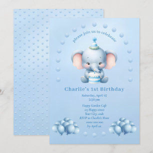 Invitación de cumpleaños para niños pequeños elefa