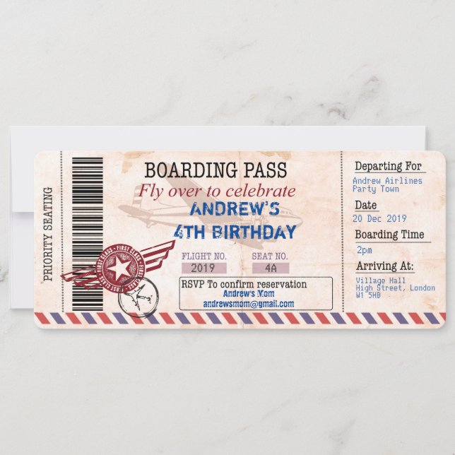 Invitación de cumpleaños para niños personalizados (Anverso)