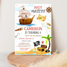 Invitación de cumpleaños para niños pirata Ahoy Ma