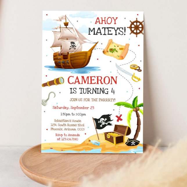 Invitación de cumpleaños para niños pirata Ahoy Ma (Subido por el creador)