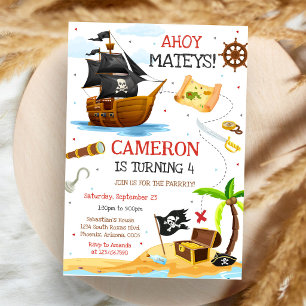 Invitación de cumpleaños para niños Pirata Chico A