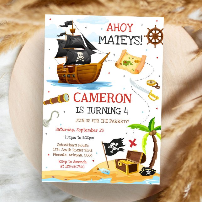 Invitación de cumpleaños para niños Pirata Chico A (Subido por el creador)