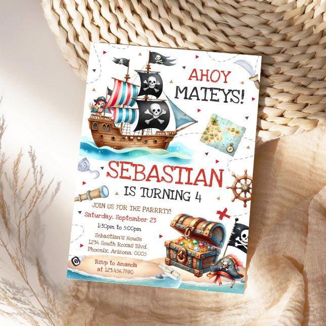 Invitación de cumpleaños para niños Pirata Chico A (Subido por el creador)