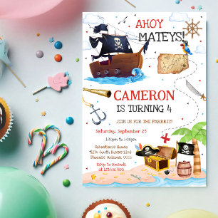 Invitación de cumpleaños para niños Pirata Chico A
