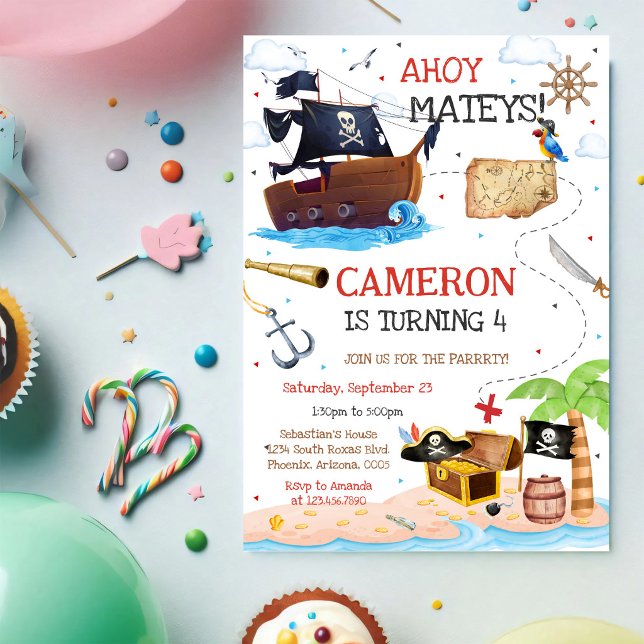 Invitación de cumpleaños para niños Pirata Chico A (Subido por el creador)