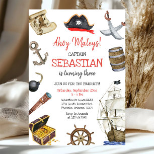 Invitación de cumpleaños para niños Pirata Chico A