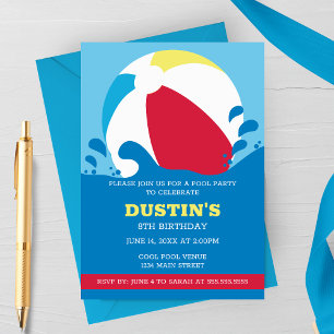 Invitación de cumpleaños para niños Piscina de Bol
