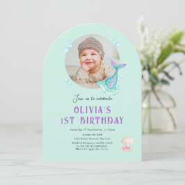 Invitación de cumpleaños para niños, púrpura teal