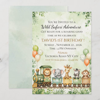 Invitación de cumpleaños para niños Safari Salvaje