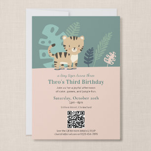Invitación de cumpleaños para niños Safari Tiger K