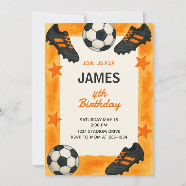 Invitación de cumpleaños para niños - Tema de depo (Anverso)