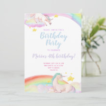 Invitación de cumpleaños para niños Unicornio Mági