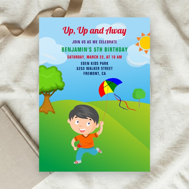Invitación de cumpleaños para niños volando cometa (Subido por el creador)