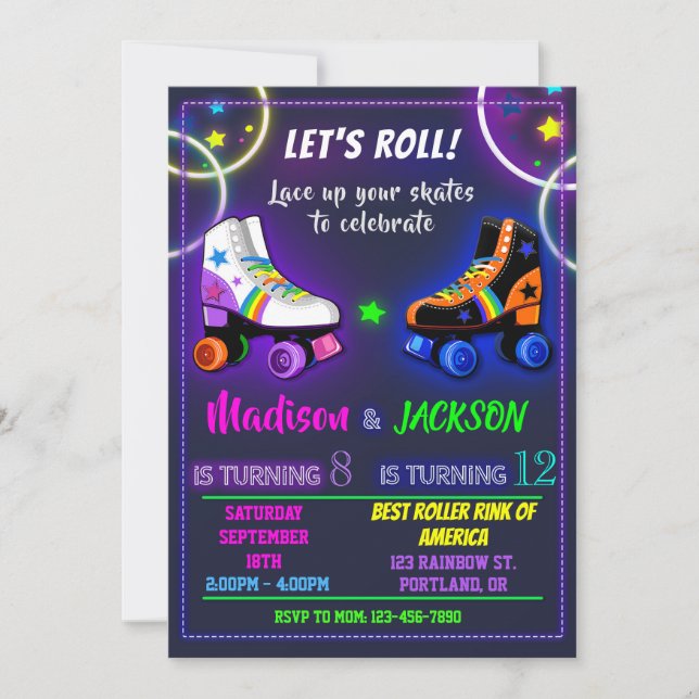 Invitación de cumpleaños para niños y Chicas (Anverso)
