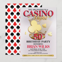Invitación de cumpleaños para noche de casino