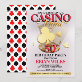 Invitación de cumpleaños para noche de casino