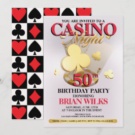Invitación de cumpleaños para noche de casino