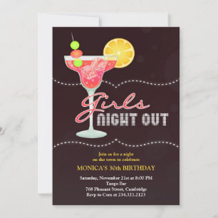 Invitación de cumpleaños para noche de chicas