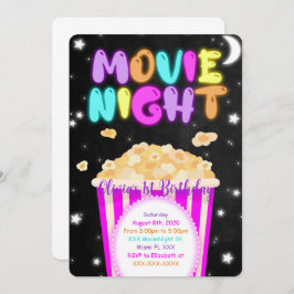 Invitación de cumpleaños para noche de cine