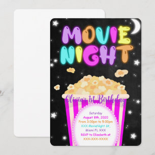 Invitación de cumpleaños para noche de cine