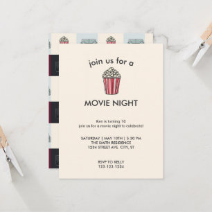 Invitación de cumpleaños para noche de cine