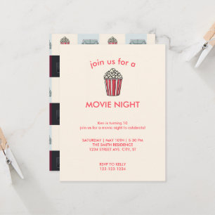 Invitación de cumpleaños para noche de cine