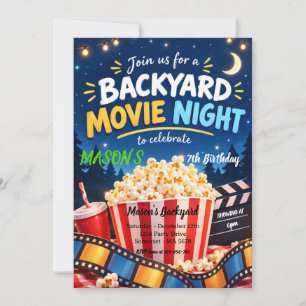 Invitación de cumpleaños para noche de cine al air
