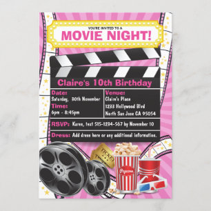 Invitación de cumpleaños para Noche de Cine Hollyw