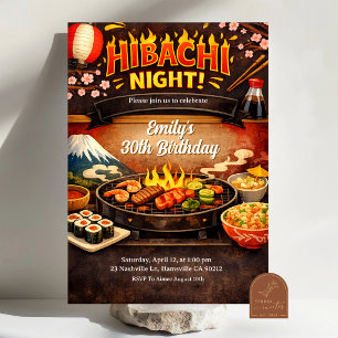 Invitación de cumpleaños para noche de Hibachi