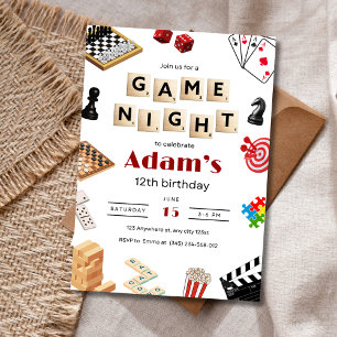 Invitación de cumpleaños para noche de juegos, Noc