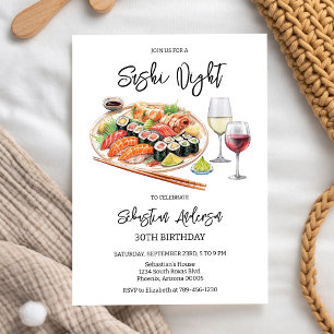 Invitación de cumpleaños para Noche de Sushi