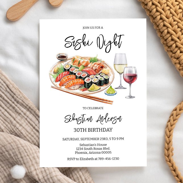Invitación de cumpleaños para Noche de Sushi (Subido por el creador)