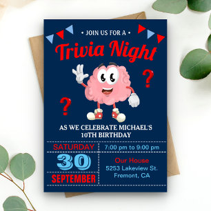 Invitación de cumpleaños para noche de trivia mode