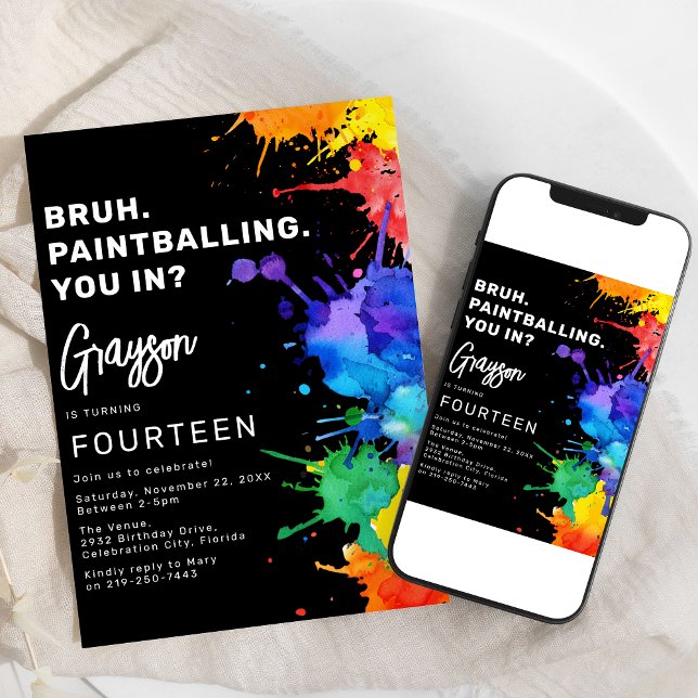 Invitación de cumpleaños para Paintballing (Subido por el creador)