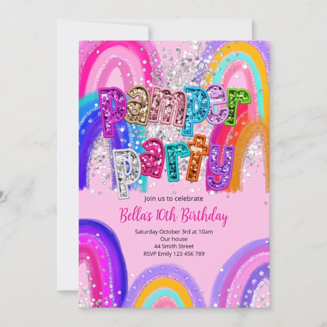 Invitación de cumpleaños para Pamper Party Spa (Anverso)