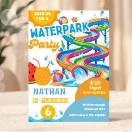 Invitación de cumpleaños para parque acuático colo