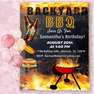 Invitación de cumpleaños para parrilla de BBQ en l