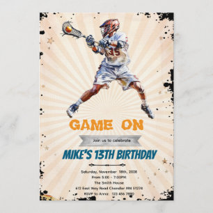 invitación de cumpleaños para partido de lacrosse