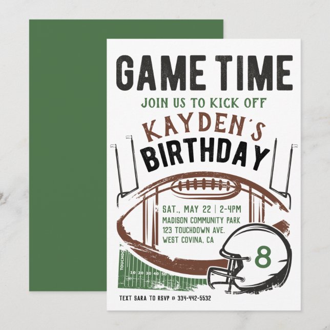 Invitación de cumpleaños para partidos de fútbol (Anverso / Reverso)