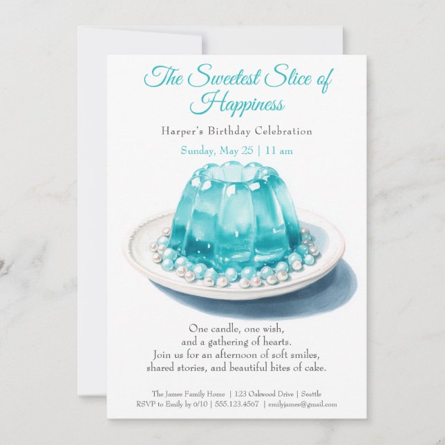 Invitación de cumpleaños para pastel de acuarela a (Anverso)